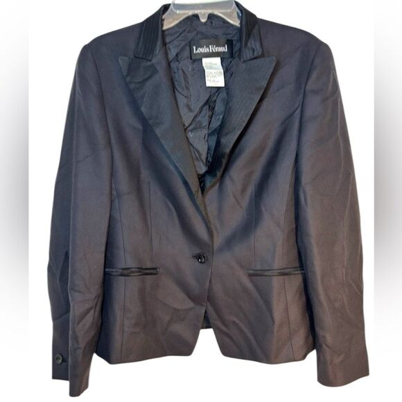 LOUIS FERAUD LADIES BLAZER BLACK LARGE CAPSULE MINIMALIST CAREER JACKET LAYER - Picture 1 of 10